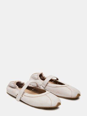 NEW STEVE MADDEN Leather Anaya Ballet Flats IN White Distressed 1125 3t7